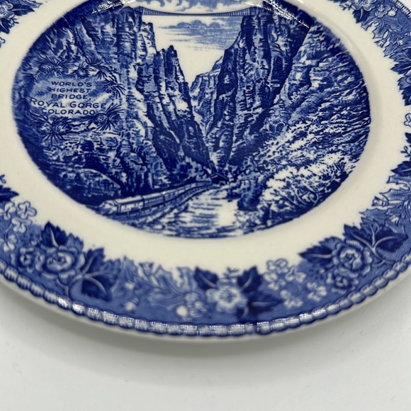 Vintage Old English Staffordshire Ware plate, Royal Gorge Suspension Bridge, CO - Picture 3 of 5